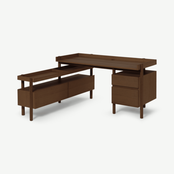 Klement Corner Desk, Dark Stain Acacia