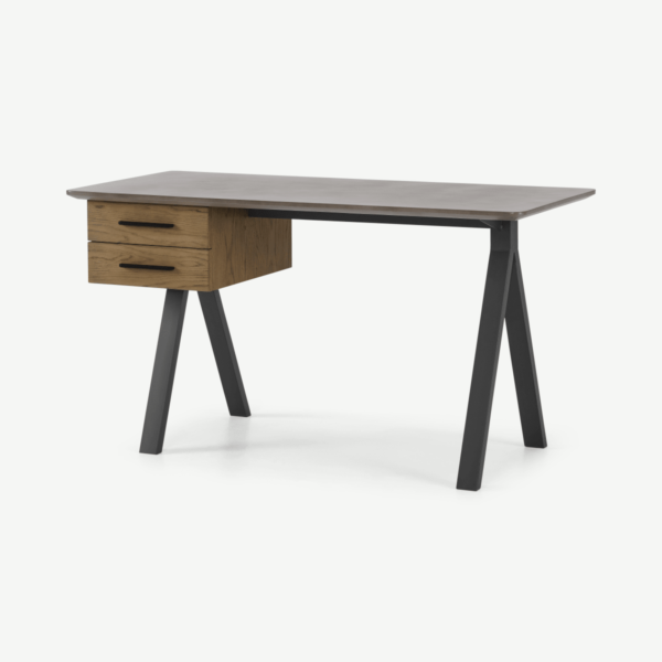 Sora Storage Desk, Smoaked Oak & Concrete