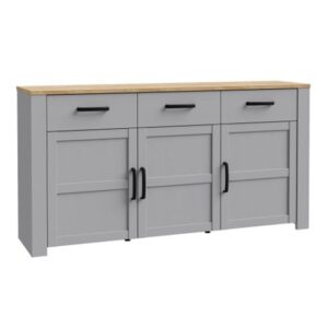 Belgin Wooden Sideboard With 3 Doors 3 Drawers In Grey And Oak