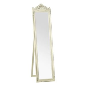 Boufoya Rectangular Floor Standing Cheval Mirror In Cream And Gold Finish