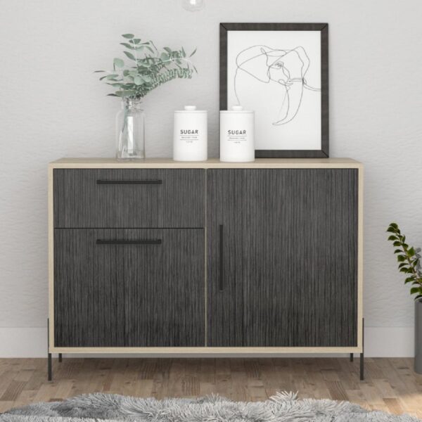 Heswall Wooden Sideboard With 2 Doors 1 Drawer In Oak Grey