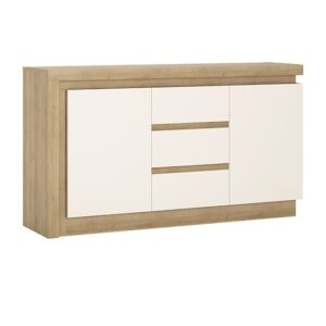 Lyco Gloss Sideboard With 2 Doors 3 Drawers In Oak White And LED