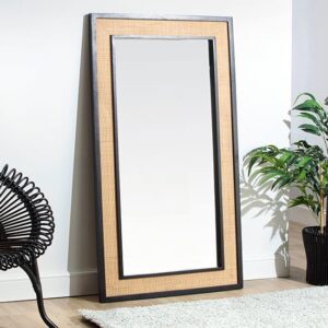 Vlore Long Floor Cheval Mirror With Black Wooden Frame